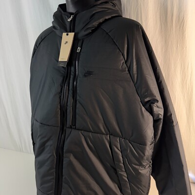 Nike Sportswear Therma-FIT Fleece Lined Hooded Jacket Black Mens Size XL NEW