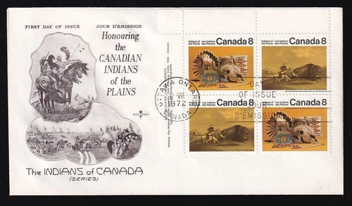 Canada FDC 1972 Plains Indians sc#563a UL PB, unaddressed