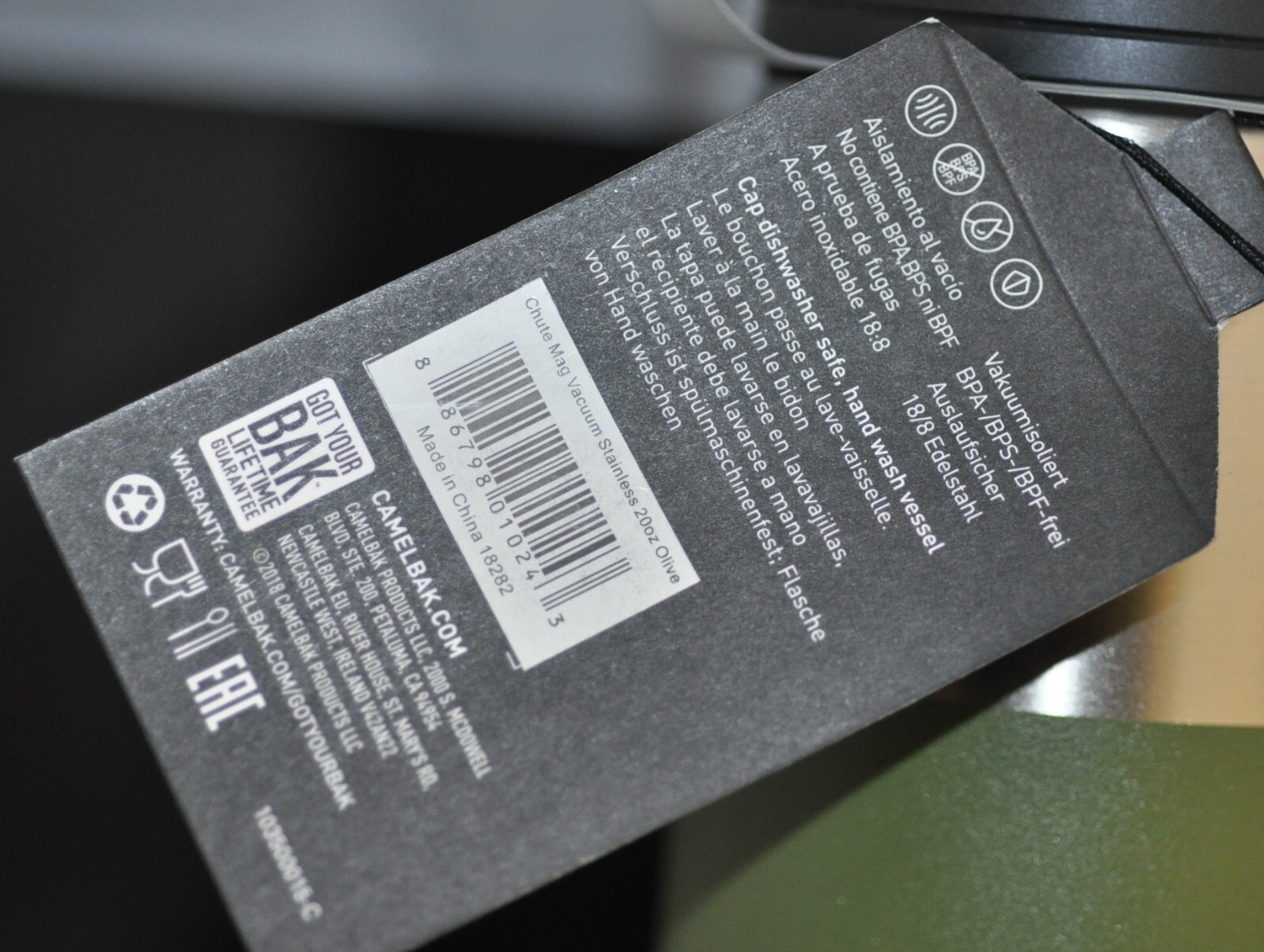 CamelBak Chute Mag 20oz Insulated Stainless Steel Water Bottle Olive Green New