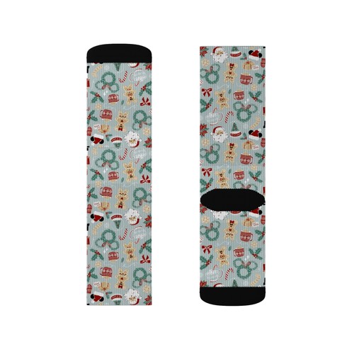 Weihnachtsmuster Erwachsene und Jugendliche Sublimation Socken rot und grün Muster - Bild 8 von 13