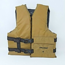 STEARNS YOUTH LIFE VEST JACKET WATER SKI-BOAT VEST Olive Green SZ 50-90 LBS
