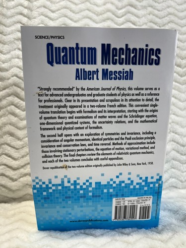 QUANTUM MECHANICS TWO VOLUMES BOUND AS ONE By Albert Messiah Great Cond. - Foto 2 di 9