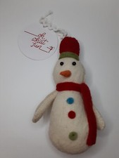 NWT Large 7.5" Handmade Snowman Thick Wool Felt Holiday Christmas Tree Ornament
