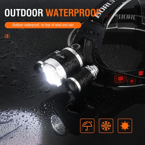 BORUiT LED Headlamp USB Rechargeable Head Torch Headlight Light Lamp Flashlight - Picture 37 of 46