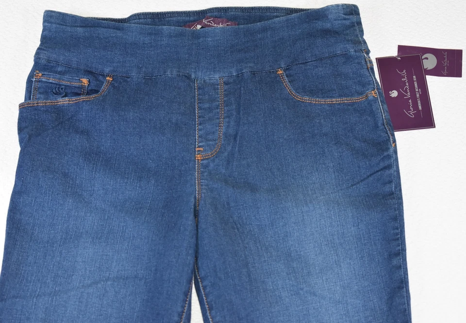Pantalones de mezclilla azules elásticos Gloria Vanderbilt Pull On Amanda talla 12 nuevos con etiqueta Foto 3 de 4