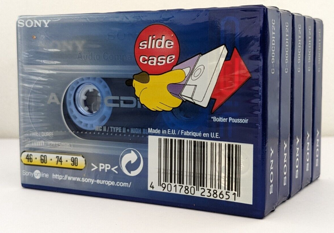 cassette K7 audio vierge neuve SONY CDIT II Chrome 90 slide case sous blister