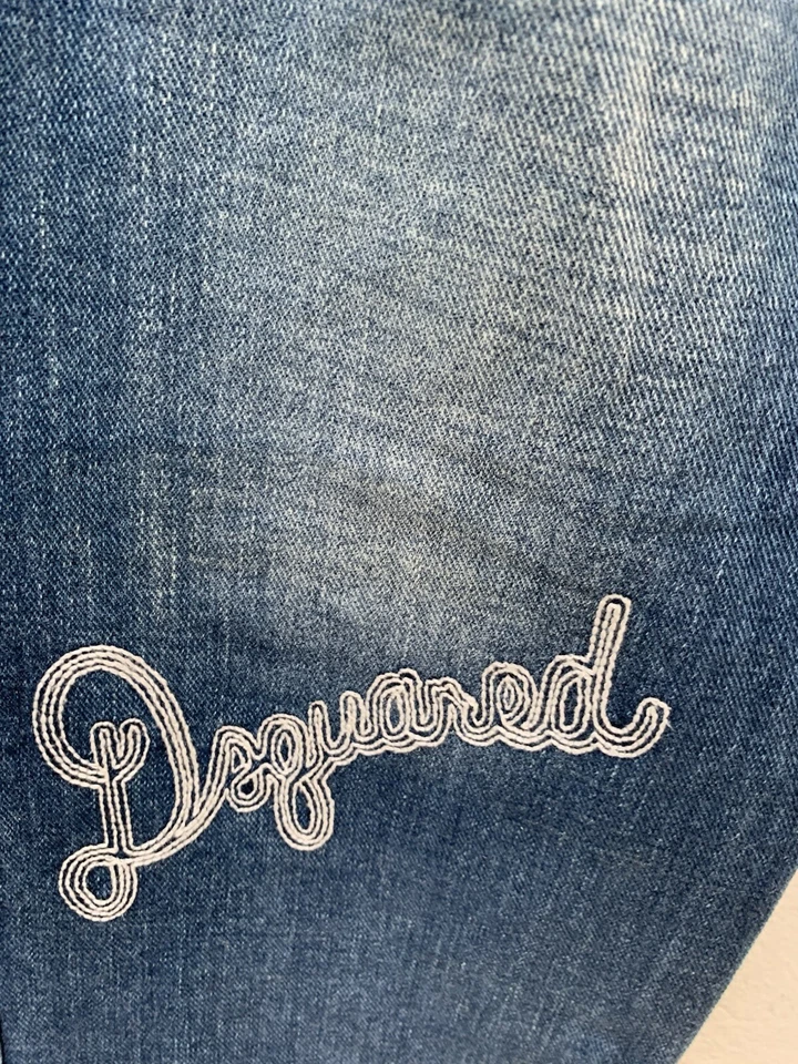 Jeans DSQUARED2 Azul Talla 50 IT (40 US) Borde de Cuero Hecho en Italia #P3 Tiene Mancha Foto 2 de 4