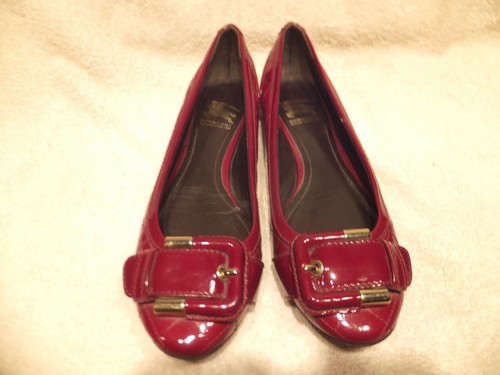 Burberry Dark Red Quilted Patent Leather Flats Sz.36 M/B Made In Italy - Picture 2 of 10