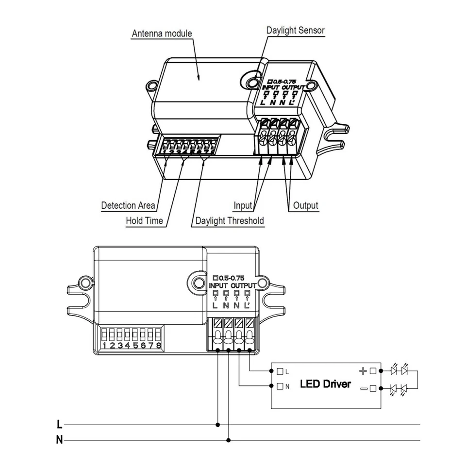 MC090SE Merrytek Mikrowellen Bewegungssensor Ein/Aus Funktion 220-240V AC Lampe - Bild 4 von 4