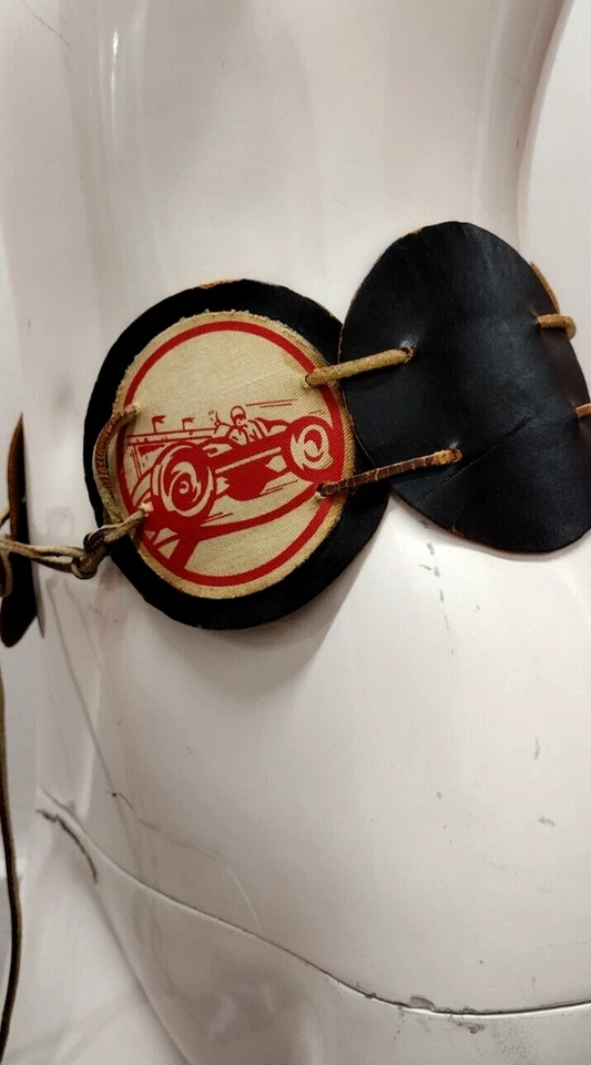 Cinturón Antiguo Círculo Cuero XS Cinturón 1900 Pre-Guerra Coche de Carreras Roadster Negro Deco Foto 3 de 4