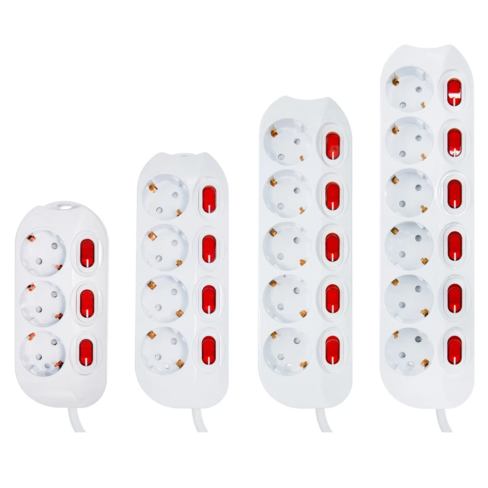 FELETEC 3-fach Steckdosenleiste einzeln schaltbar 1,5m für Tisch- Wandmontage geeignet