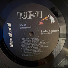 RCA International Emmanuel Solo 12" Vinyl LP Stereo 1983 5919-1-RL