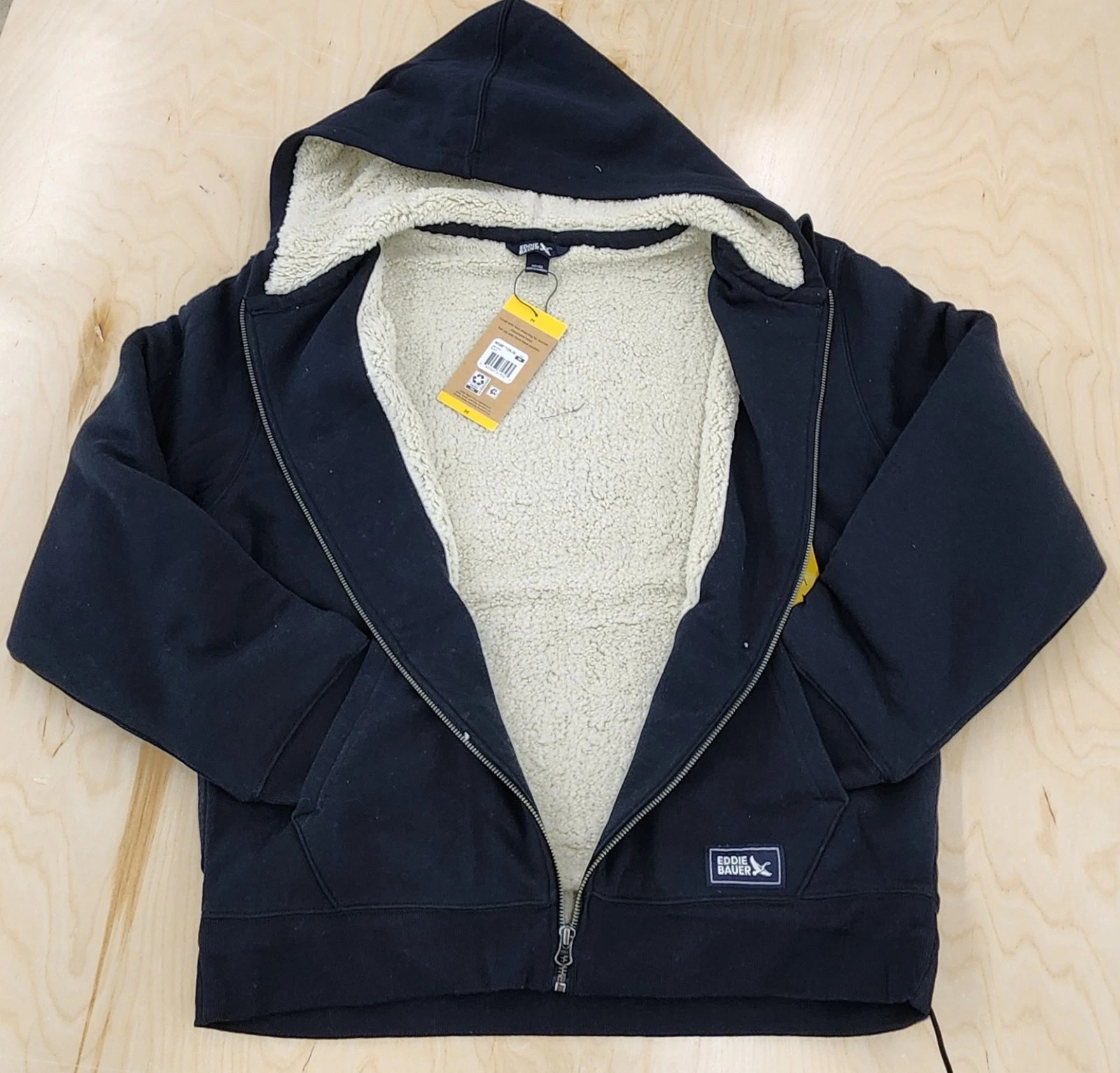 NWT-Eddie Bauer Faux, Shearling Lined Full-Zip Hooded Jacket-Variety size/color