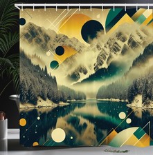 Shower Curtain 69" W X 70" L Geometric Rounds Triangles - Bathroom Decor Set