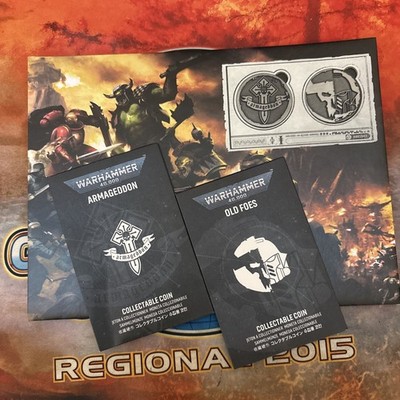 Warhammer 40k Armageddon & Old Foes Art Card & Collectable Coins