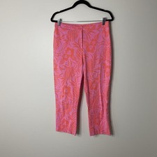 Lilly Pulitzer Vintage Pink Orange Tropical Pineapple Print Cropped Pants 10
