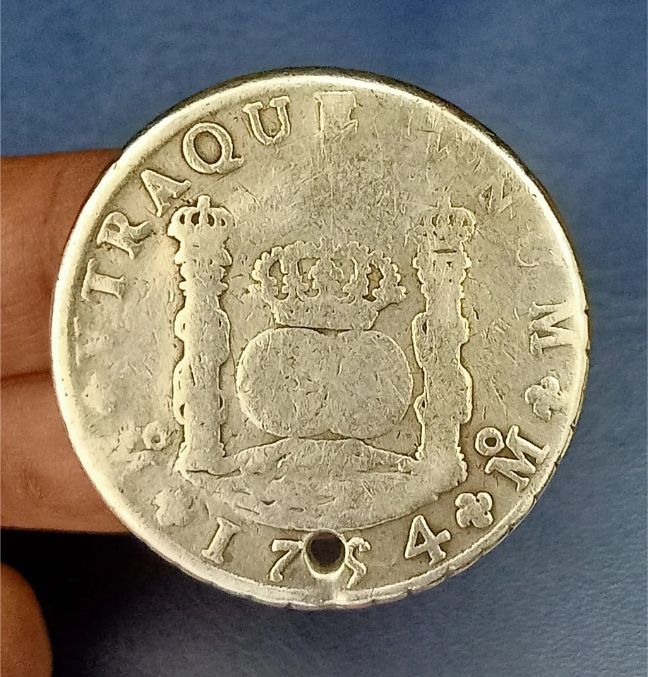 1754 Mexico 8 Reales Pillar Dollar Hole Silver Coin - Image 4 of 4