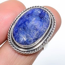 Sapphire Gemstone Band Ring Size 925 Sterling Silver