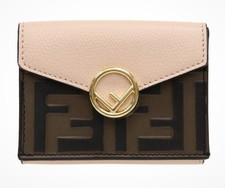 New Authentic Fendi Zucca Leather Mini Trifold Snap Wallet