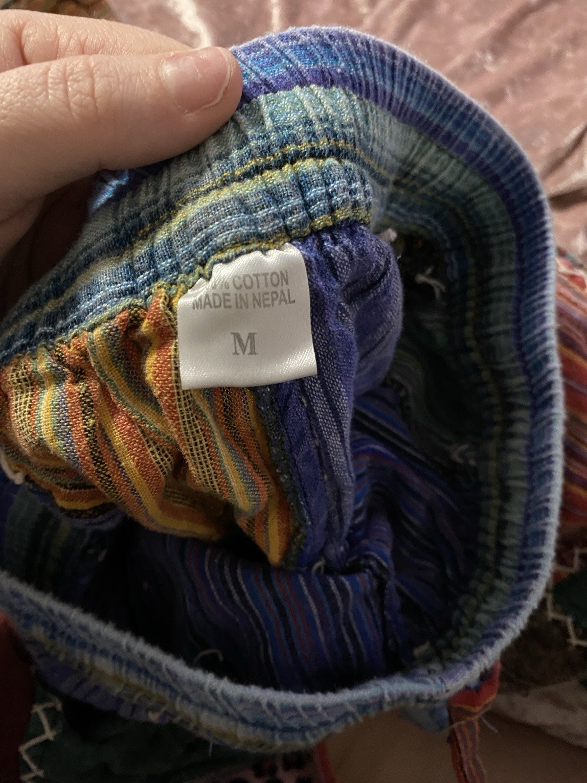 Women's Patchwork Cotton Harem Pants Multicolor D… - image 2