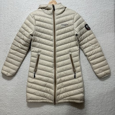 Scandinavian Explorer Down Jacket Ivory Ultra Light  Quilted Puffer Hoody Sz S