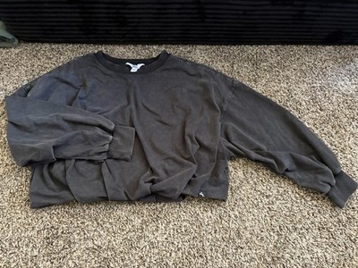 Joylab crop top Solid Crew Neck Pullover Sweatshirt Long Sleeve Size M