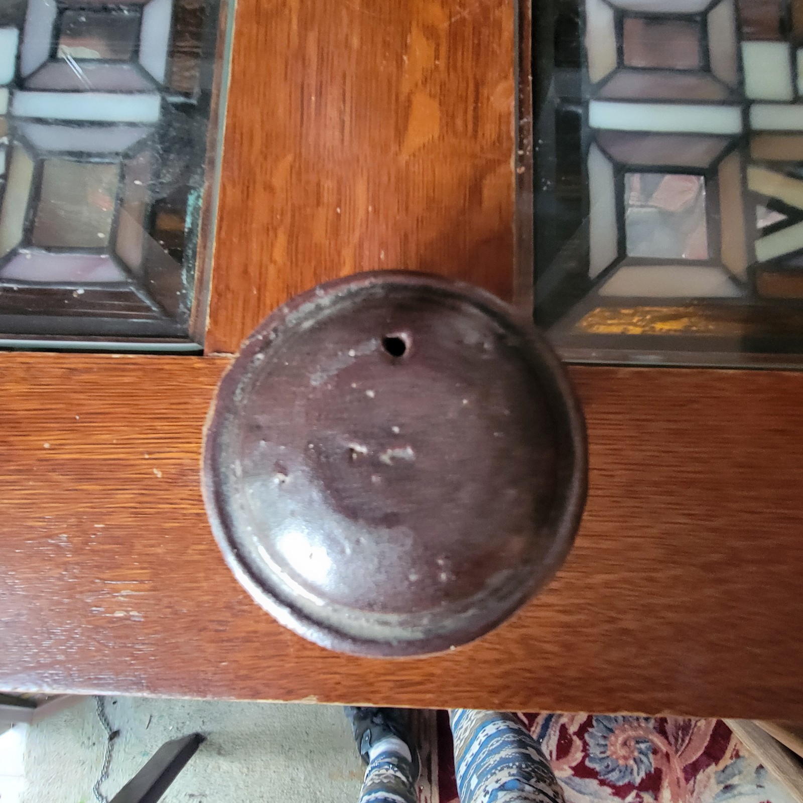 Vintage Pottery Teapot  Signed Arts And Crafts Mission Style Slip Glaze Flat Lid