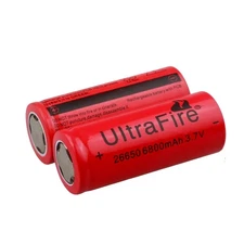 2pcs 26650 Battery UltraFire Rechargeable 3.7V Flat Top Batteries Cell