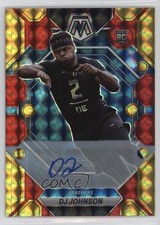 2023 Panini Mosaic Rookies Choice Fusion Red & Yellow Prizm DJ Johnson Auto 13rw