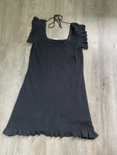 1.4.3. Story Black Knit Sweater Dress Size 1X Ruffle Fitted Fall Comfy Casual