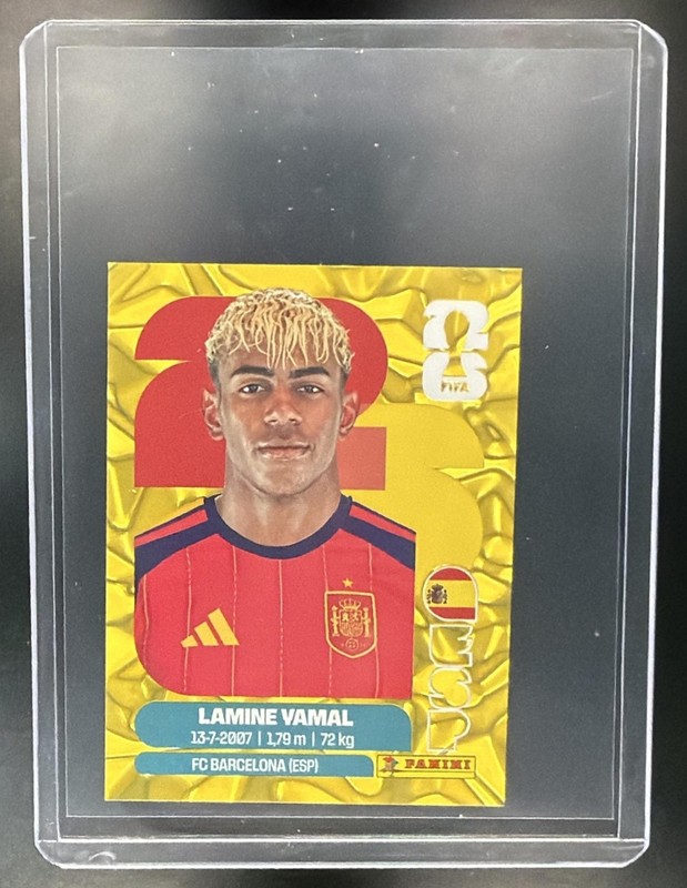 Lamine Yamal 2026 Panini World Cup Sticker Collection #ESP-15 Gold Crumple Spain