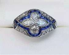 2.5Ct Art Deco Style Lab Created Diamond Engagement 14K White Gold Finish Ring