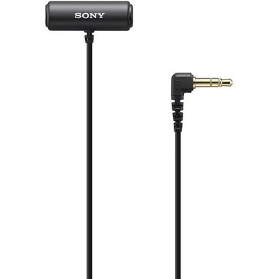 Sony ECM-LV1 Stereo Lavalier Microphone Omnidirectional Plug in Power 2ch Black