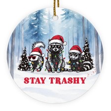 Stay Trashy Christmas Ornament, Christmas Ornaments 2025, Glossy Ceramic Keep...