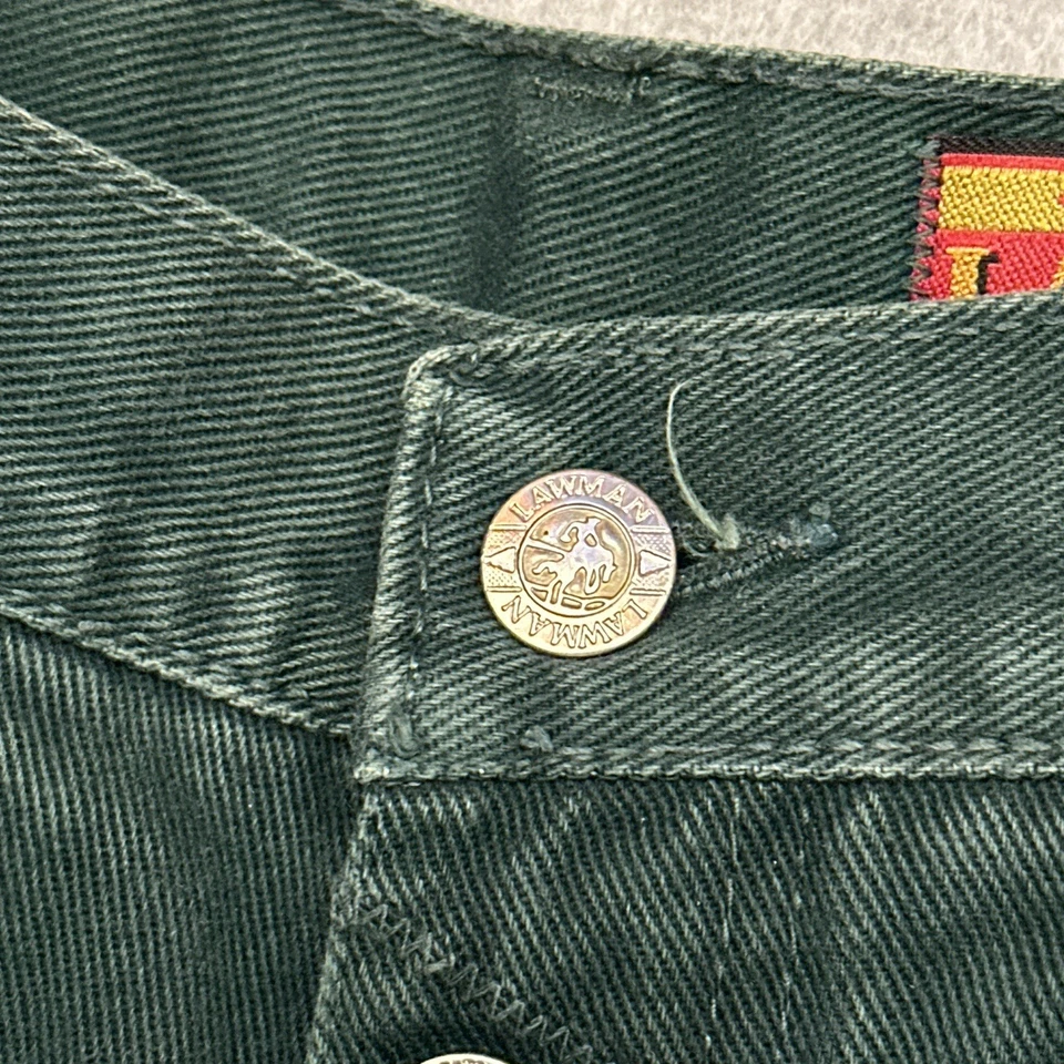 Vintage Lawman Jeans Womens 5 (24x36) Green Denim High Waist Western Bareback - Image 4 of 4