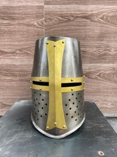 Knight Templar Steel Helmet  Perfect for Medieval LARP, Role Play  Collectors