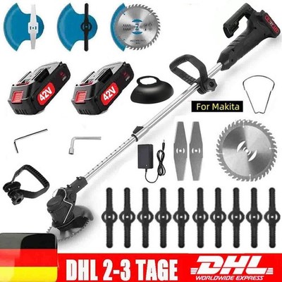 1500W Akku Rasentrimmer mit 2 Akkus & Ladegerät Elektro Freischneider Motorsense