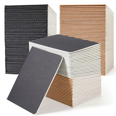 feela 170 Pack Blank Kraft Notebooks, Unlined 85 Black and 85 Brown 