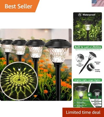 8 Pack  Solar Pathway Lights - Stainless Steel & Glass, Color Changing