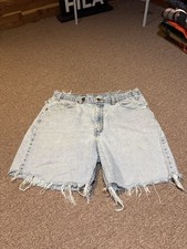 Vintage 1990s Levi s Strauss Orange Tab Thrashed 32 Waist Jean Shorts