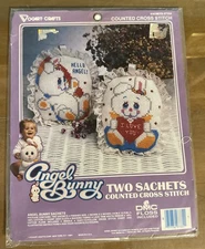 Vogart Crafts Angel Bunny Sachet 9733A Counted Cross Stitch Kit Vintage 80s