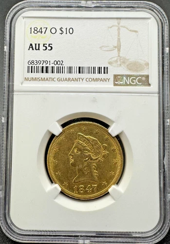 1847-O $10 LIBERTY GOLD EAGLE NGC AU55 09XEDB25