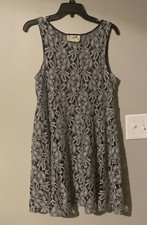 Free People Women's Size L Black & Gray Floral Forever and Ever Lace Dress 