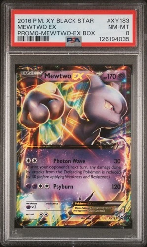 Mewtwo EX XY183 PSA 8 NM Holo Mewtwo Ex Box Promo Pokemon Card 🔥🔥