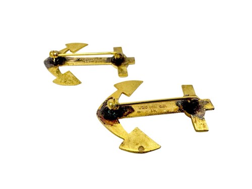 Vintage WWII U.S. Navy Officer Insignia 10k Gold Filled Anchor Pins Set Of 2 - Picture 11 of 13