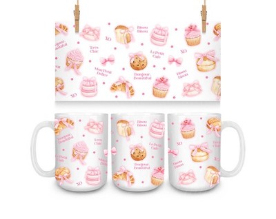 15 Unzen Becher Rosa Schleifen Gebäck Kekse Kuchen B&M Brunch Club Stil Geschenke Bäckerei W