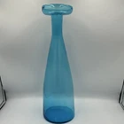MCM 1960's Aqua Blue Glass Decanter, likely produced by Blenko Glass
