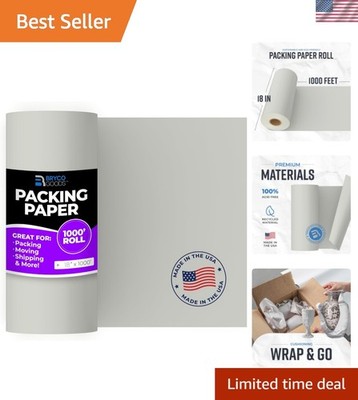Large Newsprint Packing Paper Roll - 1000'L x 18 W 700 Sheets 17  Long Equiva...