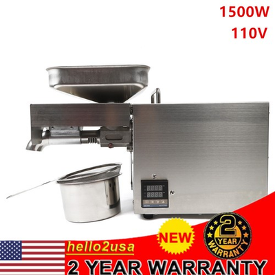 #ad 1500W Automatic Oil Press Machine Hot Cold Oil Extractor Stainless Steel $180.01