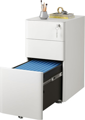 DEVAISE 3 Drawer File Cabinet, Slim Metal Filing Cabinet with Lock, under Desk S
